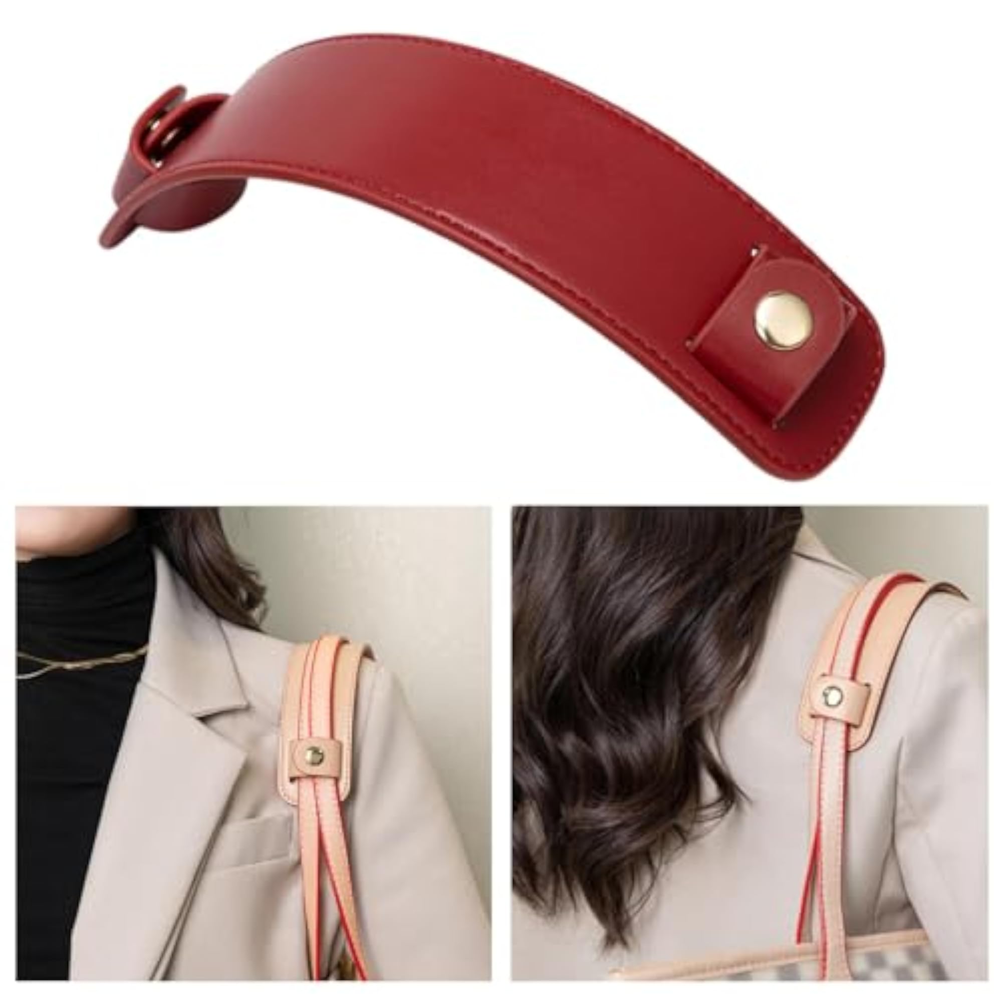 Leather Shoulder Strap Pad Replacement for Satchels, Dark Red